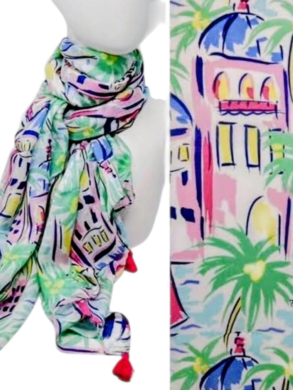Stella & Dot Pareo Palm City Print Scarf Wrap